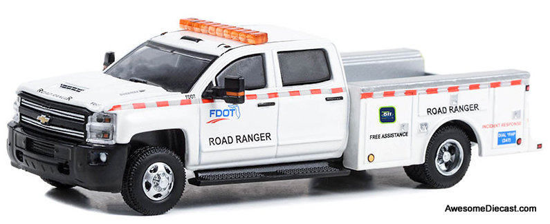Greenlight 1:64 2018 Chevrolet Silverado 3500 Dually Service Bed: Florida Department of Transportation (FDOT) Road Ranger 