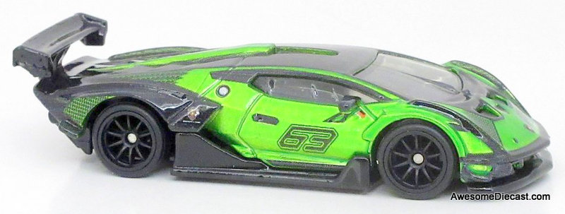 Hot Wheels 1:64 Lamborghini Essenza SCV12 #63, Metallic Green