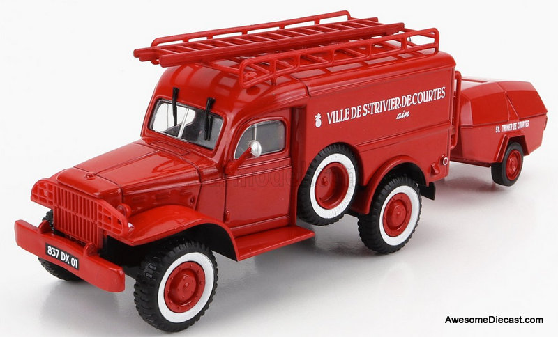 Hachette 1:43 1949 Dodge WC54 Fire Truck w/Trailer: Saint-Trivier-de-Courtes Fire Department