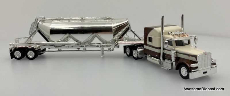 Tonkin 1:87 Peterbilt 389 Sleeper w/Chrome Pneumatic Bulk Tanker, Brown/Cream