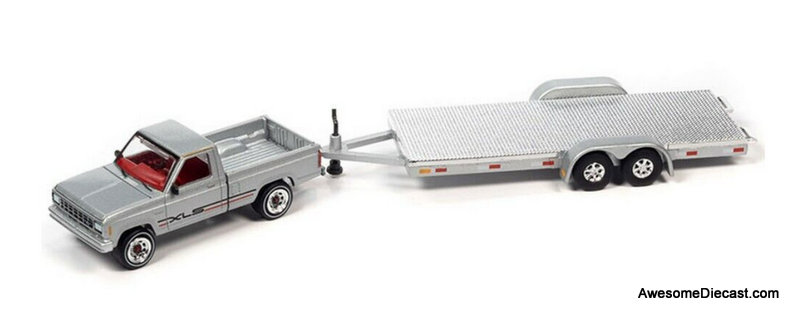 Johnny Lightning 1:64 1983 Ford Ranger w/Open Trailer, Silver