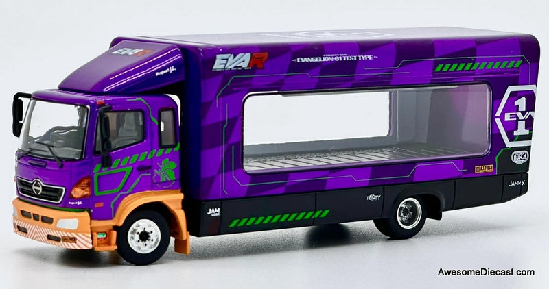 Tiny 1:64 Hino 500 Car Transporter, Purple: Eva-01 Racing