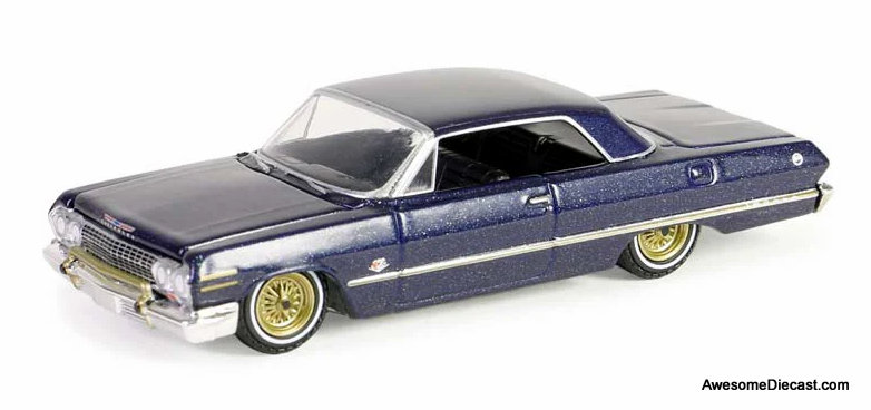 Greenlight 1:64 1963 Chevrolet Impala, Metallic Blue: California Lowrider