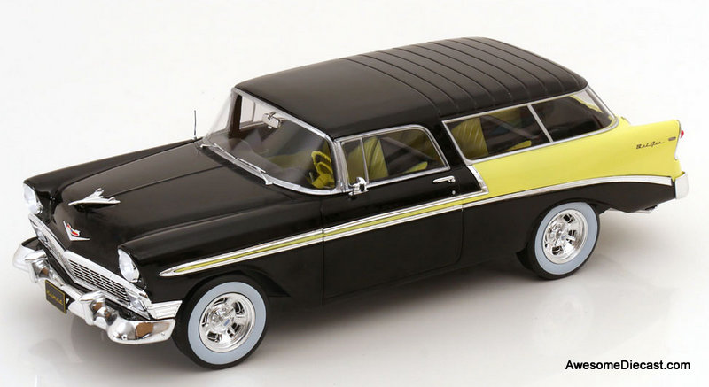 1956 Chevrolet Nomad Bel Air - Black/Yellow - 1:18 Diecast Model by KK Scale