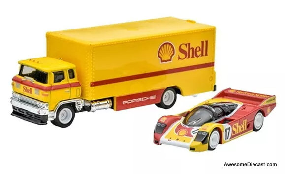Hot Wheels Premium 1:64 Porsche 962 #17 w/ Sakura Sprinter Car Carrier