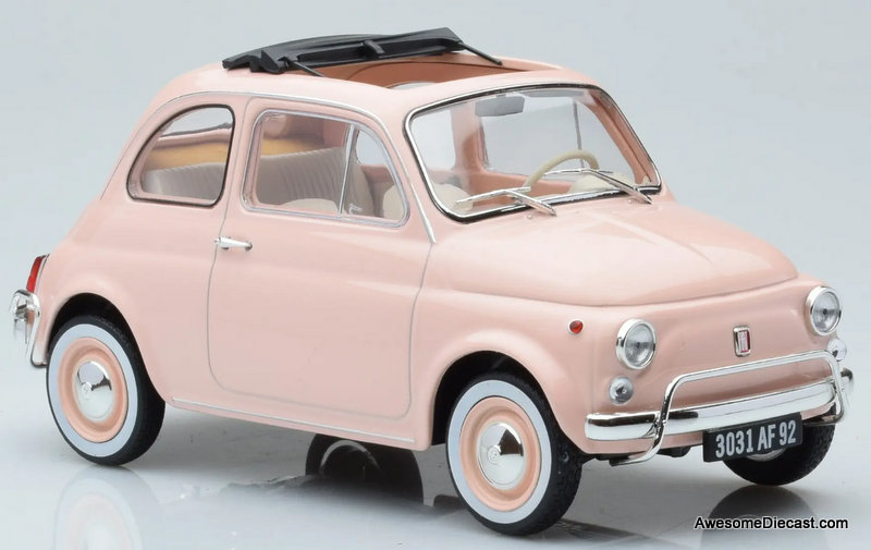 1968 Fiat 500L, Pink 1:18 Diecast Model Car by Norev