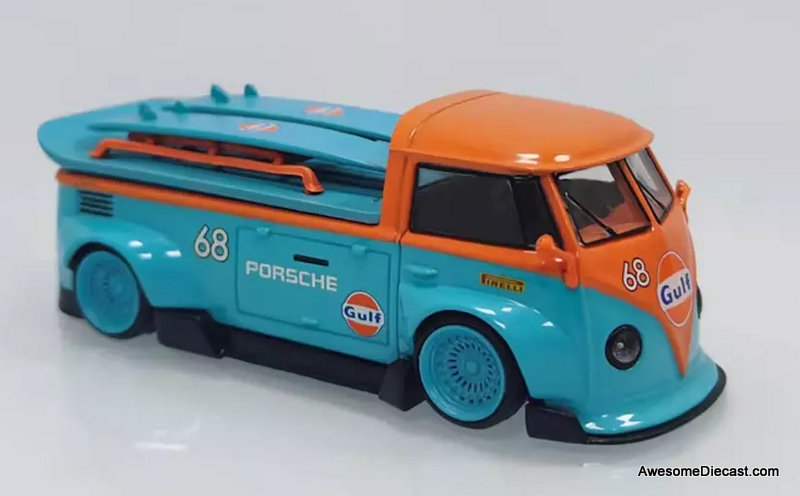 Volkswagen T1 Wide Body Pick-Up, Gulf Livery 1:64 Diecast Model Car by LMLF Volkswagen T1 Wide Body Pick-Up, Gulf Livery 1:64 Diecast Model Car by LMLF