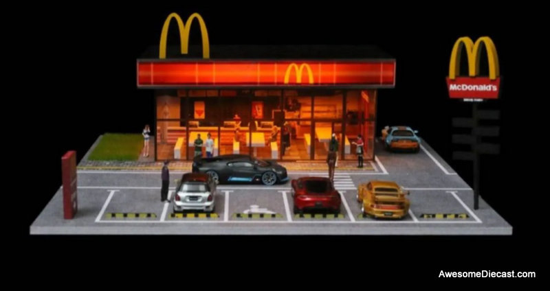 McDonalds Restaurant w/Parking Lot (With Lights) 1:64 Diorama by MoreArt