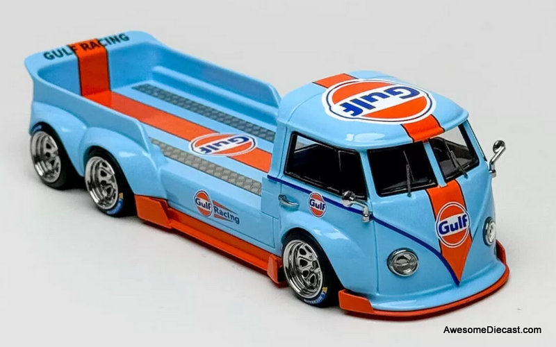 Volkswagen T1 6x6 Flatbed Tow Truck Gulf Livery, Light Blue 1:64