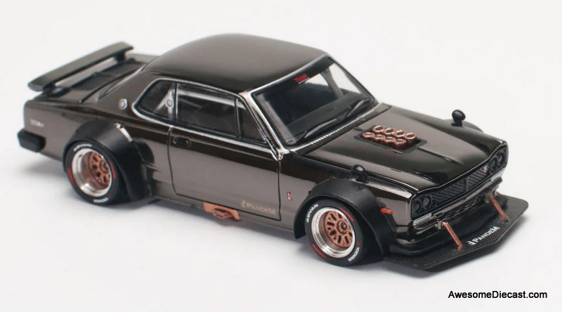 Nissan Skyline GT-R V8 Drift (Hakosuka), Dark Chrome 1:64 Diecast Model Car by Pop Race