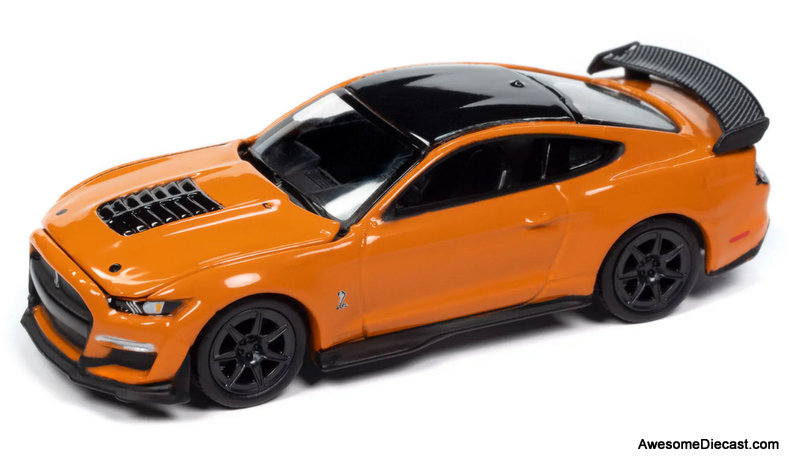 2021 Ford Mustang Shelby GT500 Carbon Fiber Track Pack, Twister Orange 1:64 Diecast Model Car by Auto World