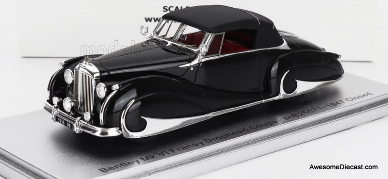 1947 Bentley MK VI sn.B25071 Franay Drophead Coupe Cabriolet (Closed Top), Black 1:43 Resin Cast Model Car by Kess
