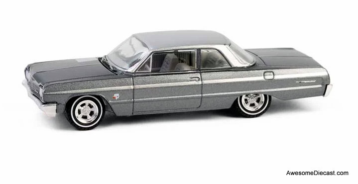 1964 Chevrolet Bel Air (California Lowrider), Dark Gray Metallic/Silver Metallic 1:64 Diecast Model Car by Greenlight