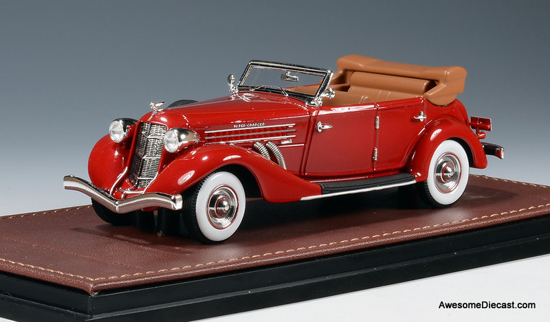 1935 Auburn 851 Super Charged Phaeton Convertible, Red 1:43 Resin Cast Model by GLM