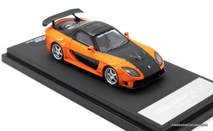Mazda RX-7 Veilside, Orange (Fast & Furious) 1:64 Diecast Model Car by Time Micro