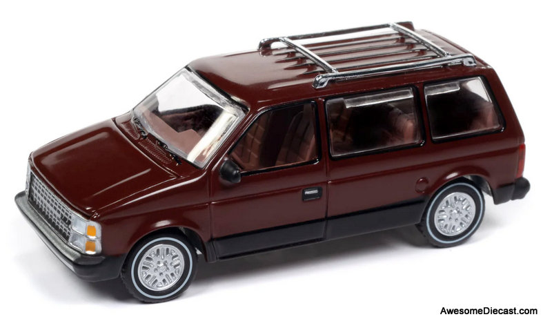 1985 Dodge Caravan, Crimson Red 1:64 Diecast Model Car by Auto World