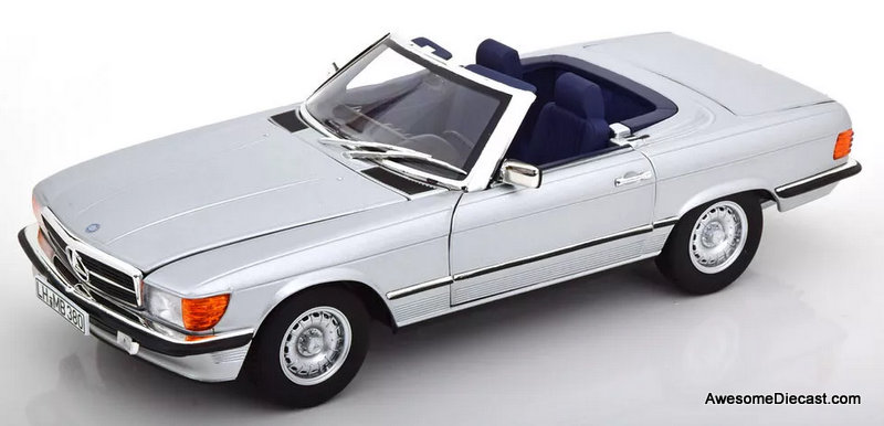 1985 Mercedes 380 SL Convertible, Silver 1:18 Diecast Model Car by Norev