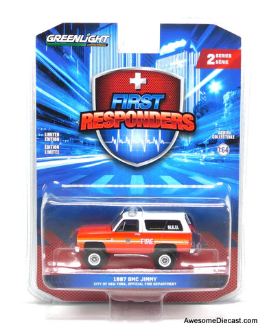1987 GMC Jimmy: City Of New York, Official Fire Department 1:64 Diecast Model Car by Greenlight