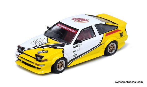 Toyota Sprinter Trueno AE86 Brunei Diecast Kustom Show 2024, Yellow/White 1:64 Diecast Model Car by Inno64