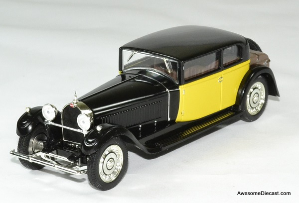 1929 Bugatti 41 Royale Coach Weymann - Black & Yellow 1:43 Diecast Model by IXO