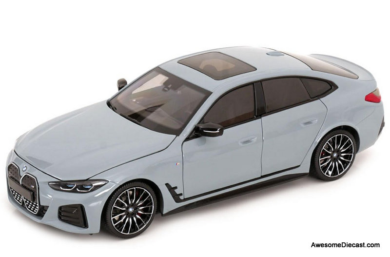 2022 BMW i4 M50 (G26), Metallic Gray 1:18 Diecast Model Car by Minichamps