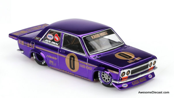 Datsun 510 Pro Street Anniversary Edition, Purple Chrome 1:64 Diecast Model Car by Kaido House