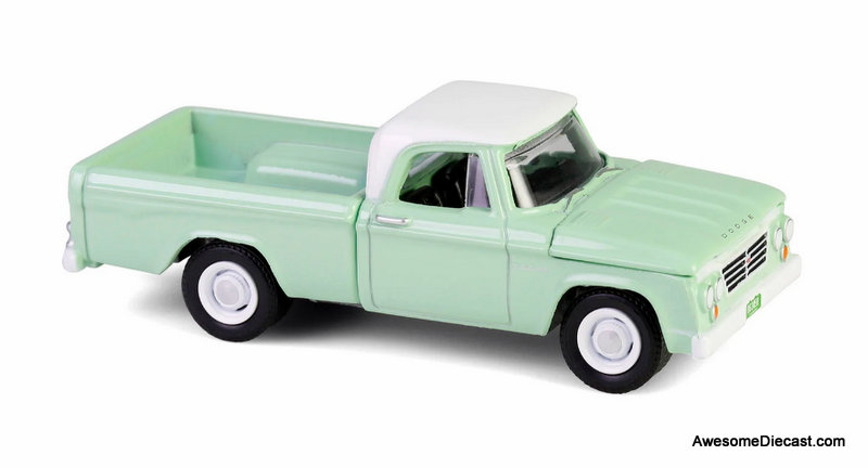 1964 Dodge D200 Sweptline Pick-Up, Turf Green/White 1:64 Diecast Model Truck by Greenlight