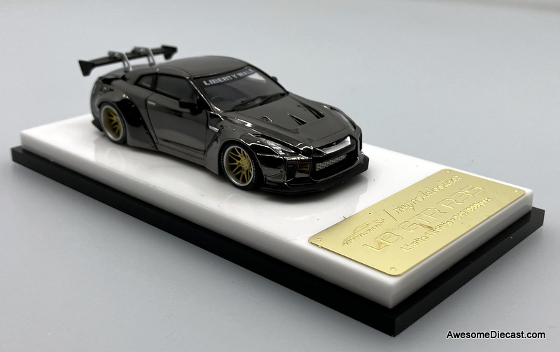 Nissan GTR R-35 Liberty Walk, Gunmetal Chrome 1:64 Diecast Model