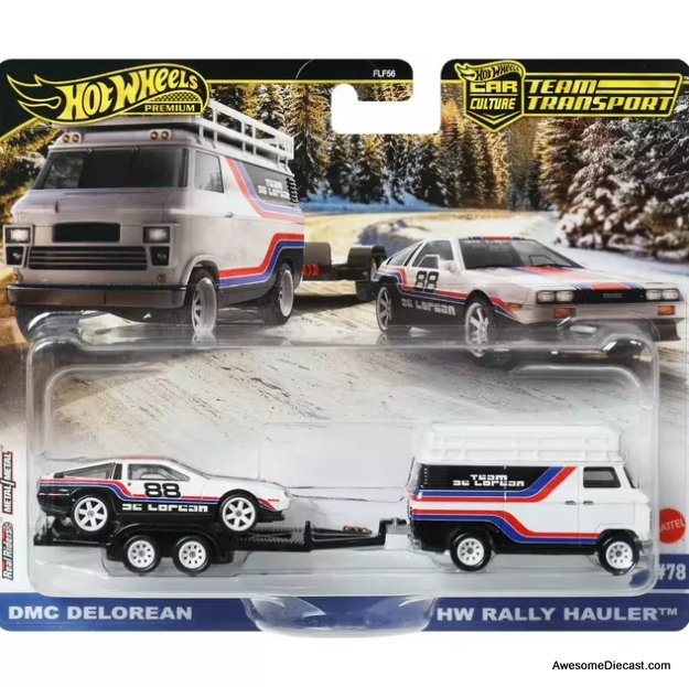 Hot Wheels Premium DMC Delorean & HW Rally Hauler 1:64 Diecast Model Vehicles by Hot Wheels