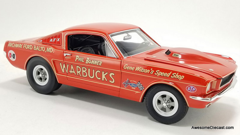 1965 Ford Mustang A/FX: Warbucks, Orange - Phil Bonner 1:18 Diecast Model Car by ACME