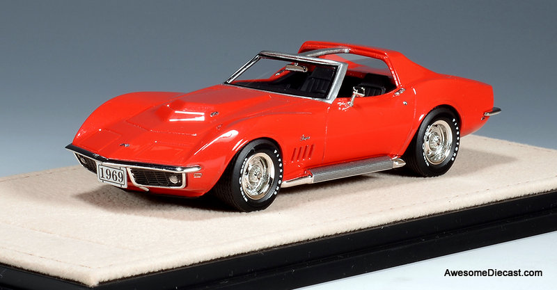 1969 Chevrolet Corvette L88 Coupe T Roof, Monza Red 1:43 Resin Cast Model Car by Stamp Models