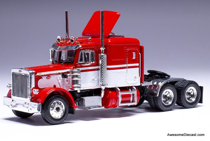 1973 Peterbilt 359 Sleeper Tractor, Red/White 1:64 Diecast Model Truck by IXO