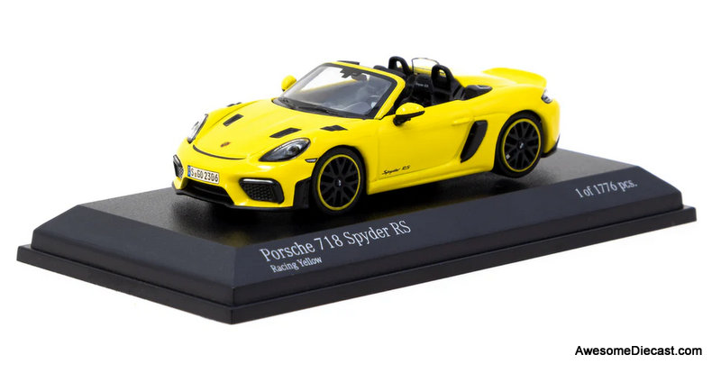 Porsche 718 Spyder RS, Racing Yellow 1:64 Diecast Model Car by
