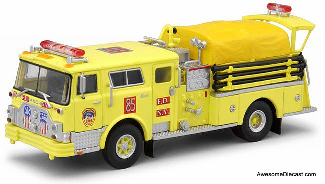 1981 Mack CF Pumper - FDNY Engine 85 Yellow 1:64 Diecast Model by Code 3