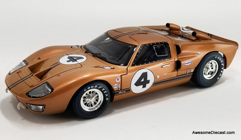 1967 Mercury GT-40 MK11 #4, Gold Daytona 24 Hour 1:18 Diecast Model Car by Shelby Collectibles