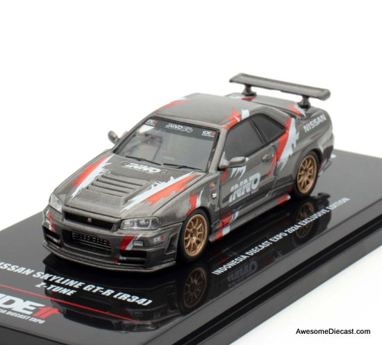 Nissan GT-R34 Z-Tune, Metallic Gray (Indonesia Expo 2024 Exclusive Edition) 1:64 Diecast Model Car by Inno64