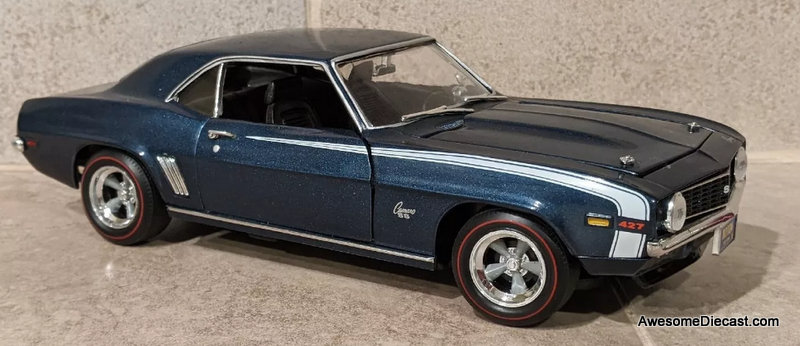 1969 Baldwin Motion Camero SS 427 Metallic Dark Blue w/White Hockey Stripe 1:18 Diecast Model Car by Ertl