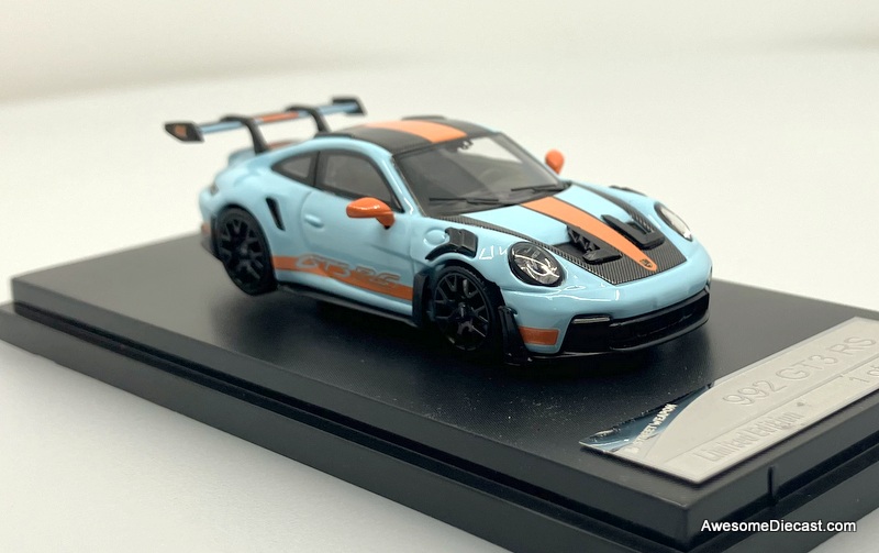 Porsche 992 GT3 RS, Gulf Blue/Carbon Fiber 1:64 Resin Cast Model by Street Warrior