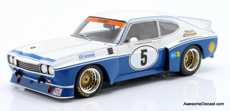 Ford Capri RS 3100 #5, White/Blue 1:18 Diecast Model Car by Werk83 Ford Capri RS 3100 #5, White/Blue 1:18 Diecast Model Car by Werk83