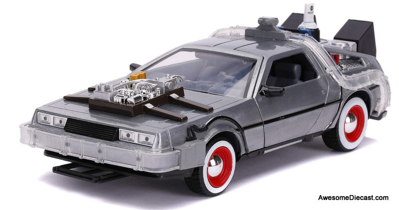 Delorean Back To the Future Time Machine (Part 2) w/Lights 1:24 Diecast Model Car by Jada