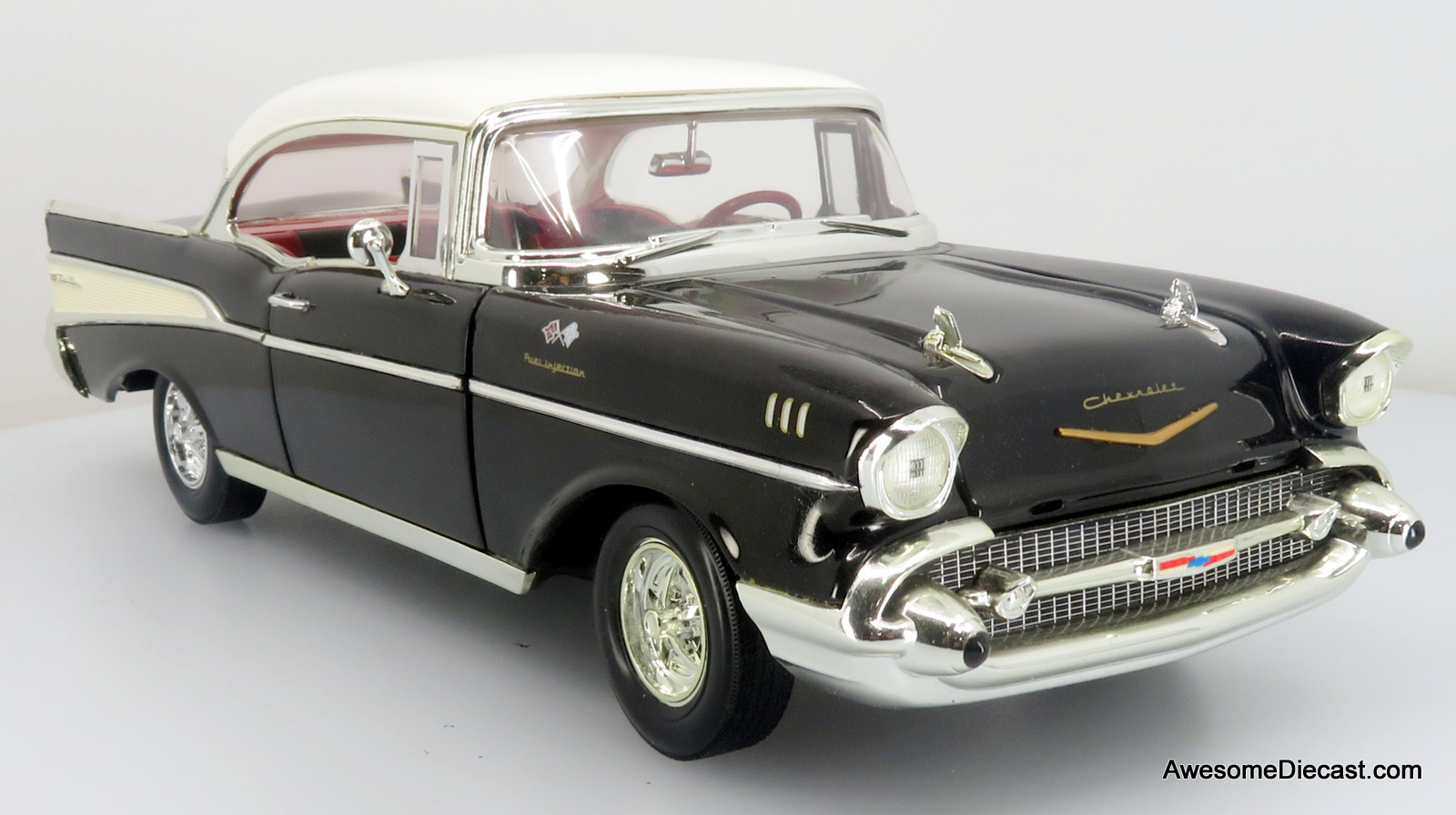1957 Chevrolet Bel Air, Black/White 1:18 Diecast Model Car  by American Muscle