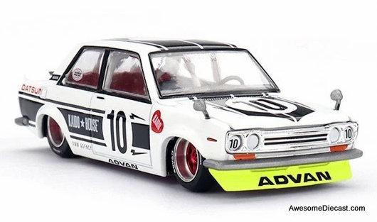 Datsun 510 Street Team XMM V1, White 1:64 Diecast Model Car by Kaido House