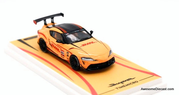 Toyota Supra A90, Orange DHL Livery 1:64 Diecast Model Car by Time Micro