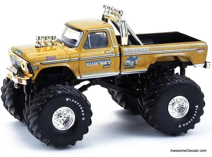 1979 Ford F-250 Monster Truck "Bigfoot #1 - 50 YEARS" Metallic Gold 1:64 Diecast Model Truck by Greenlight