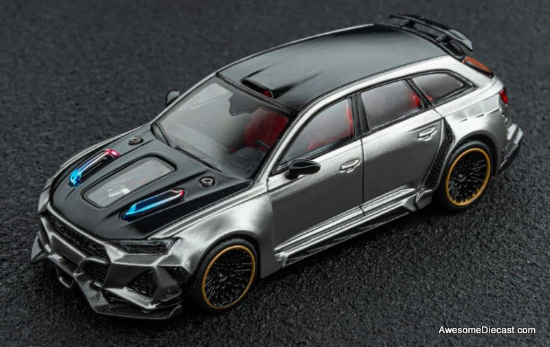 Audi RS6 Wagon, Silver Gray 1:64 Diecast Model Car by DCM