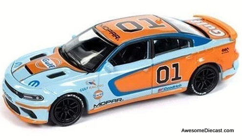 2021 Dodge Charger SRT Hellcat, Gulf Livery 1:64 Diecast Model Car by Auto World