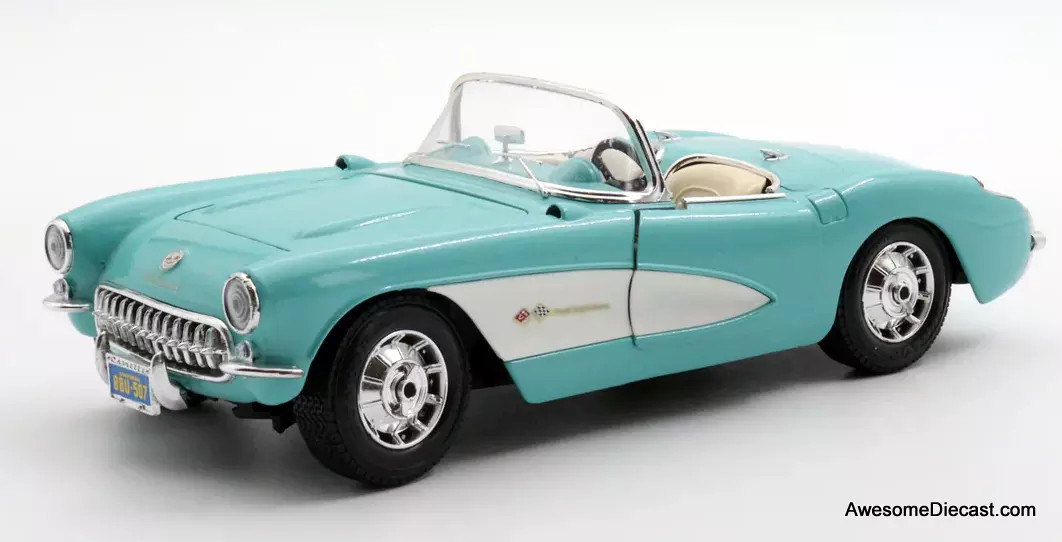 1957 Chevrolet Corvette, Turquoise 1:18 Diecast Model Car by Burago