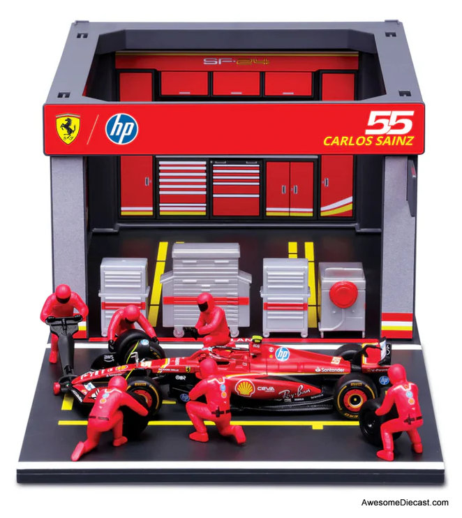 Ferrari F1 Team SF-24 Diorama Set #55 Carlos Sainz 1:43 Diecast