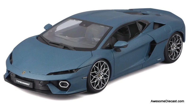 Lamborghini Temerario, Matte Blue 1:18 Diecast Model Car by Burago