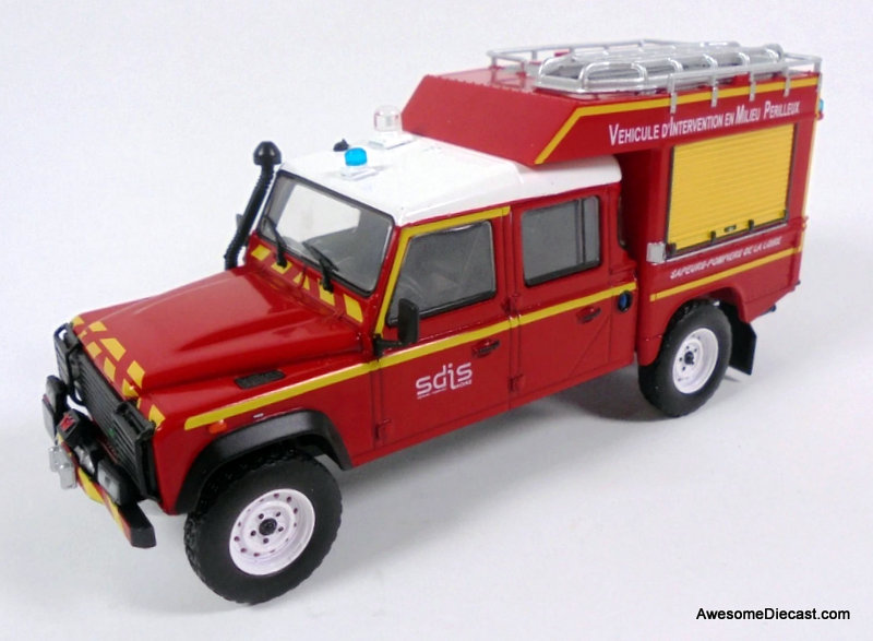 1986 Land Rover Defender 130 Pick-Up: French SDIS Intervention In Dangerous Enviroments 1:43 Diecast Model Car by Hachette